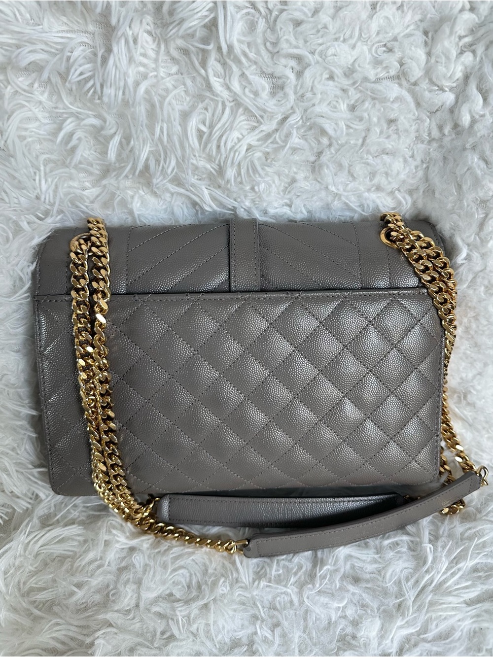 Saint Laurent Grain De Poudre Envelope Matelasse Medium Triquilt Monogram - Picture 2 of 16